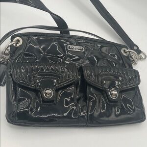 Coach Shiny Black Quilted Crossbody Bag